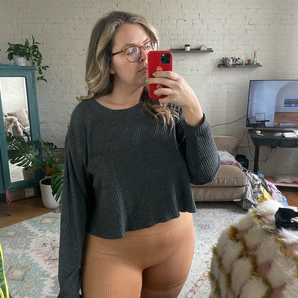 Wild fable crop waffle long sleeve top